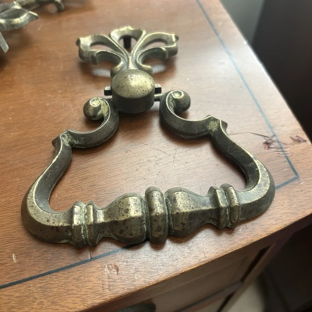 Vintage KBC R796 R97 Brass Tone Bail Drawer Pulls Set of 6 Ornate Hardware